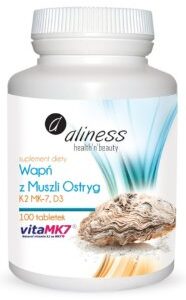 WAPŃ Z MUSZLI OSTRYG D3 + K2 100tabletek ALINESS