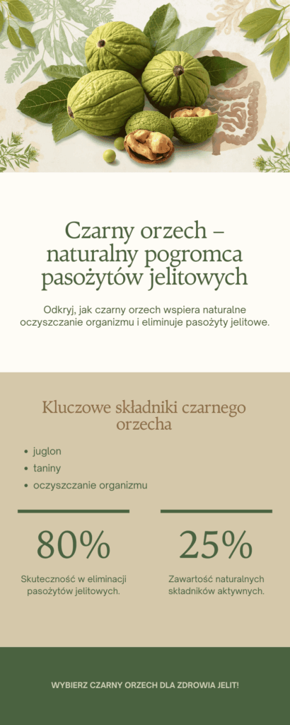 Czarny orzech Juglans nigra – naturalne wsparcie w walce z pasożytami jelitowymi