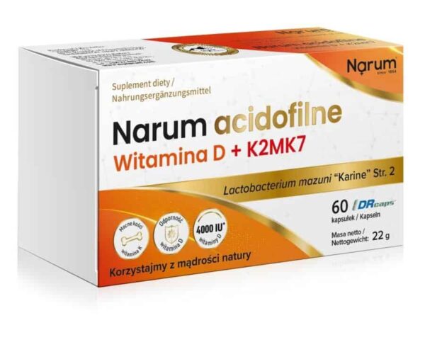 Acidofilne Witamina D + K2MK7 60 kapsułek Narum