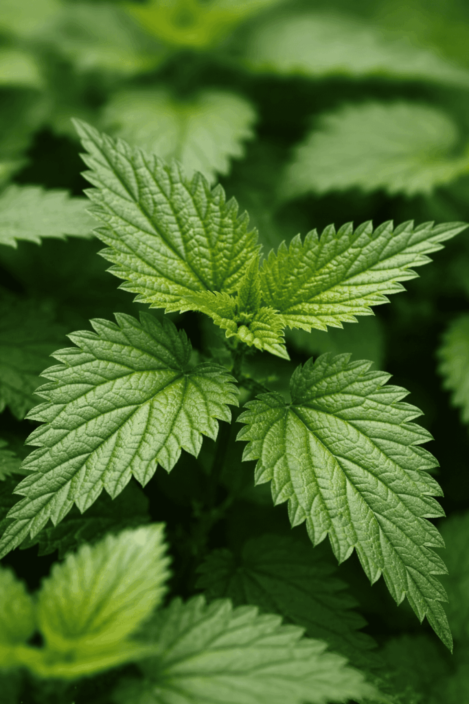 Pokrzywa zwyczajna (Urtica dioica) – liście rośliny leczniczej bogatej w żelazo, chlorofil i związki przeciwzapalne