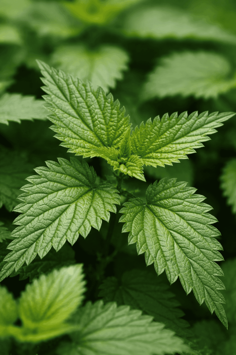 Pokrzywa zwyczajna (Urtica dioica) – liście rośliny leczniczej bogatej w żelazo, chlorofil i związki przeciwzapalne