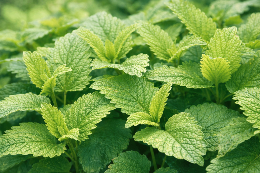 Melisa lekarska świeże liście rośliny leczniczej o działaniu uspokajającym i trawiennym