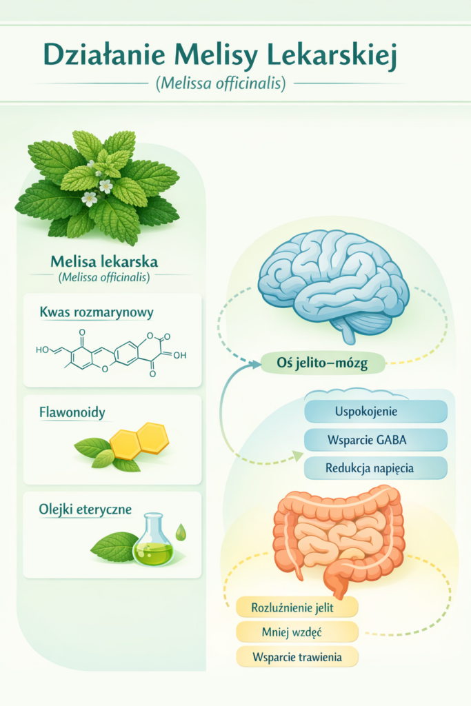 Działanie melisy lekarskiej Melissa officinalis na układ nerwowy i trawienny oś jelito mózg
