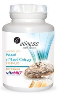 Wapń z Muszli Ostrzyg D3 + K2 100 tabl. Aliness
