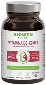 Witamina D3 4000 IU + K2 MK7 100 µg 90 kaps. Biowen