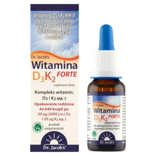 Witamina D3+K2 Forte krople 20 ml Dr. Jacob's