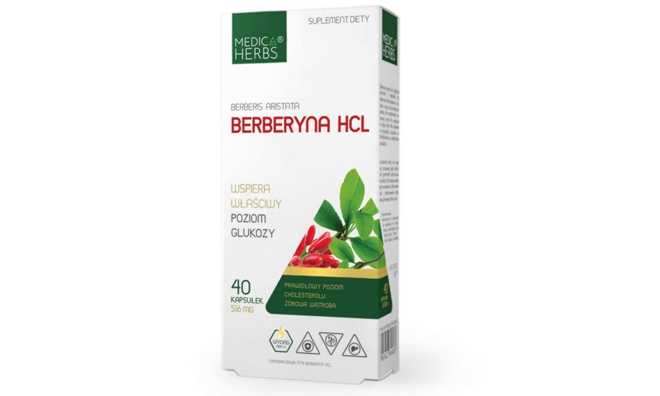 BERBERYNA HCL 516mg 40kaps. MEDICA HERBS