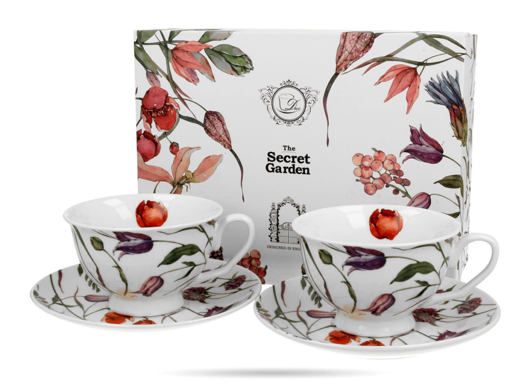 Filiżanki w kwiaty 250 ml 2 filiżanki ze spodkami Royal porcelana DUO Gift