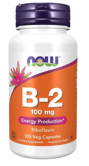 Witamina B2 – Ryboflawina 100 mg 100 kapsułek NOW Foods