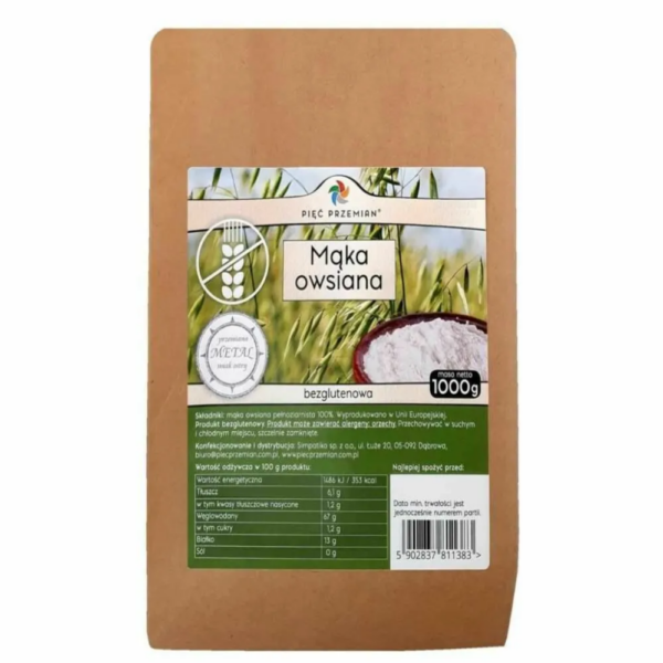 Mąka Owsiana Bezglutenowa 1 kg Pięć Przemian