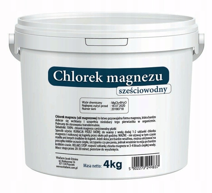 Chlorek Magnezu Płatki 4kg Vitafarm