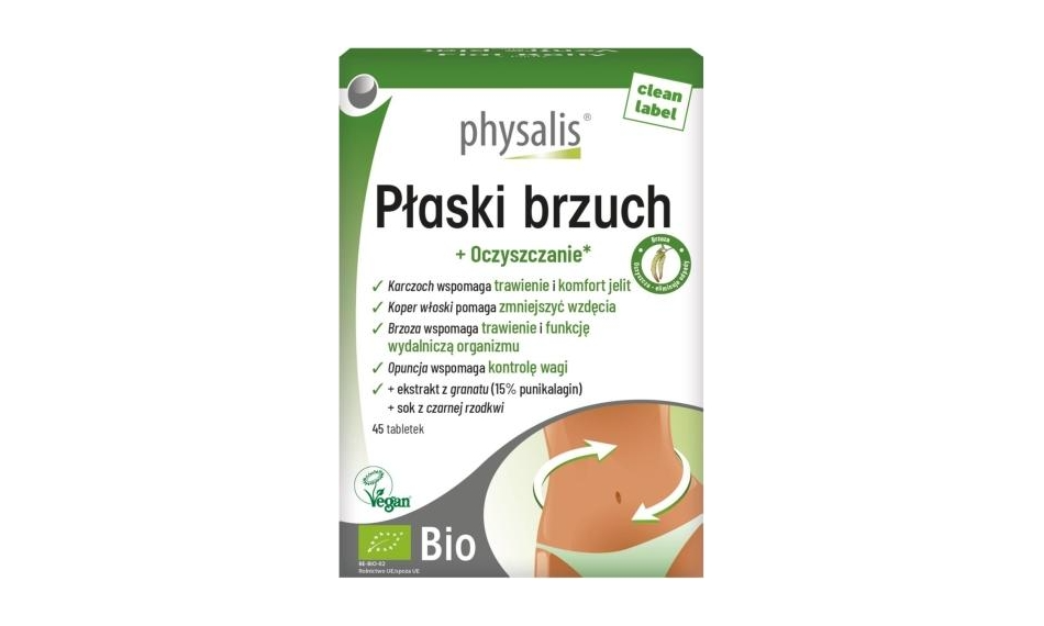 Tabletki na płaski brzuch BIO 45 tabletek Physalis