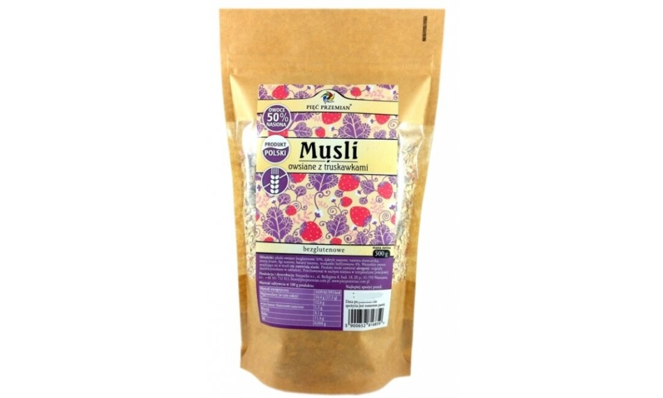 Musli owsiane z truskawkami 500 g Pięć Przemian