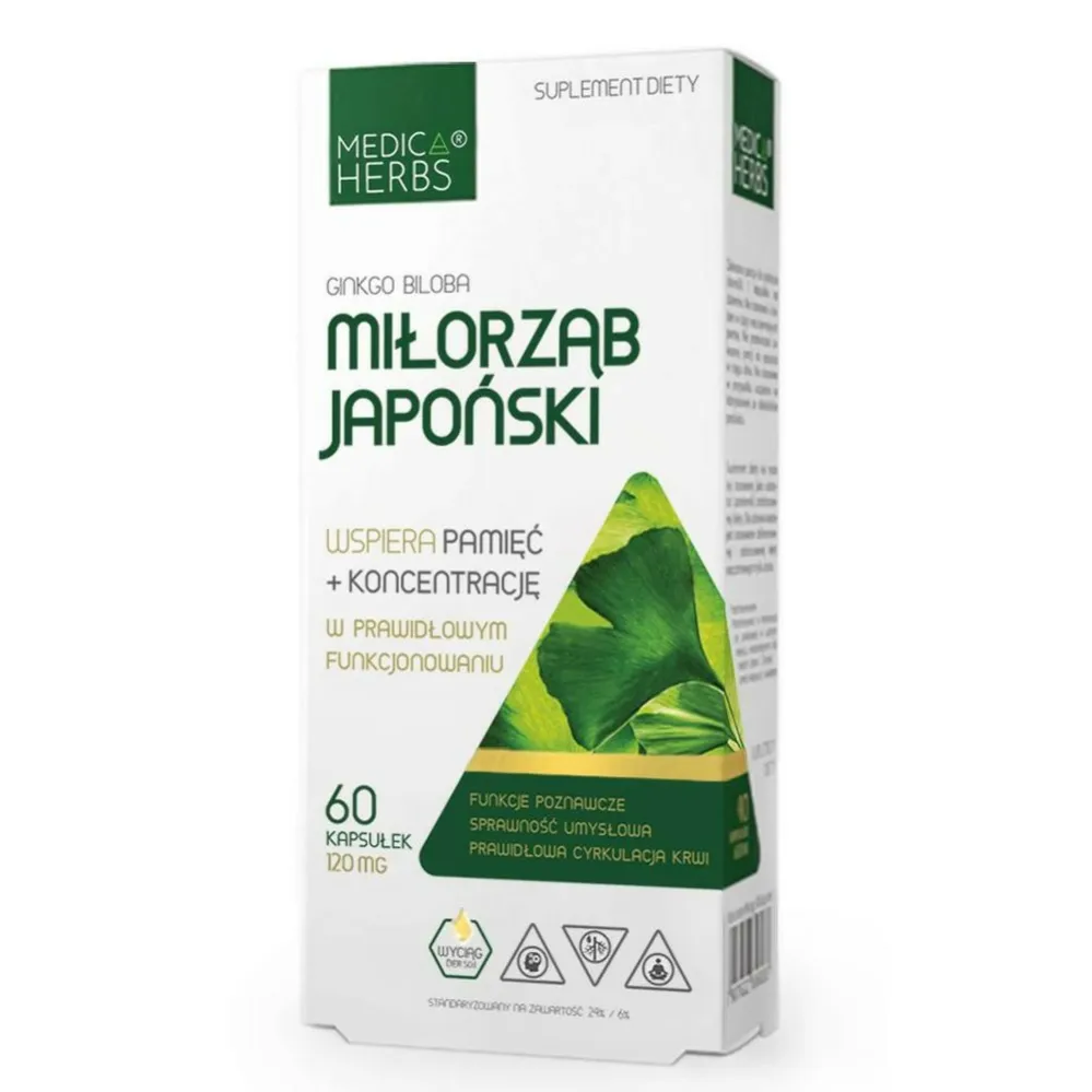 Miłorząb Japoński (Ginkgo Biloba) 60 kapsułek Medica Herbs