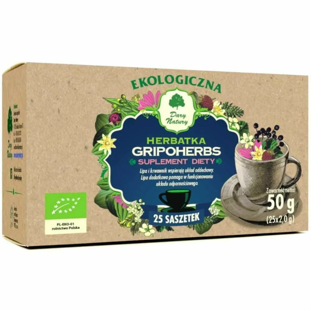 Herbatka Gripoherbs Eko 50 g (25x 2 g) Dary Natury