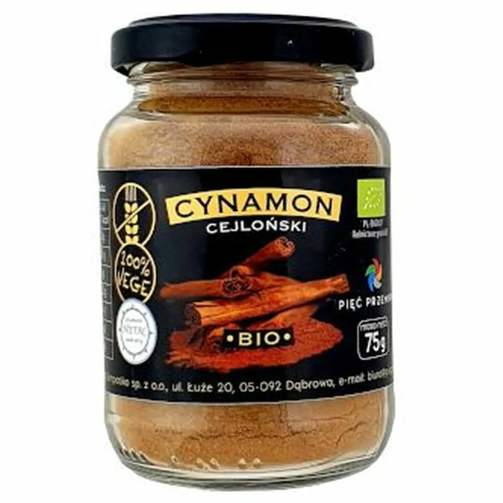 Cynamon Cejloński Bezglutenowy BIO w Słoiczku 75 g Pięć Przemian