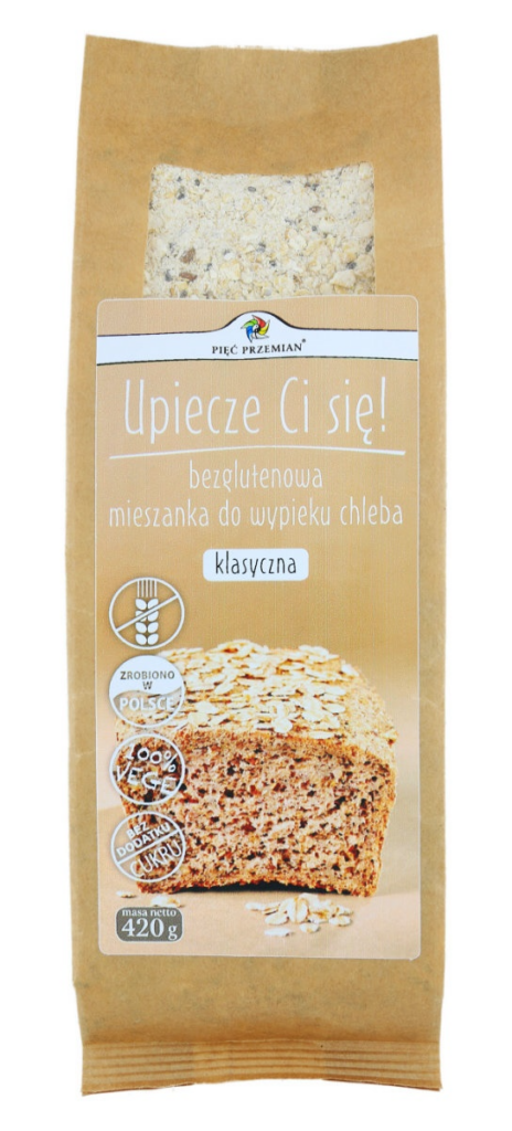 Mieszanka do Wypieku Chleba Klasyczna bez Dodatku Cukrów Bezglutenowa 420 g Pięć Przemian