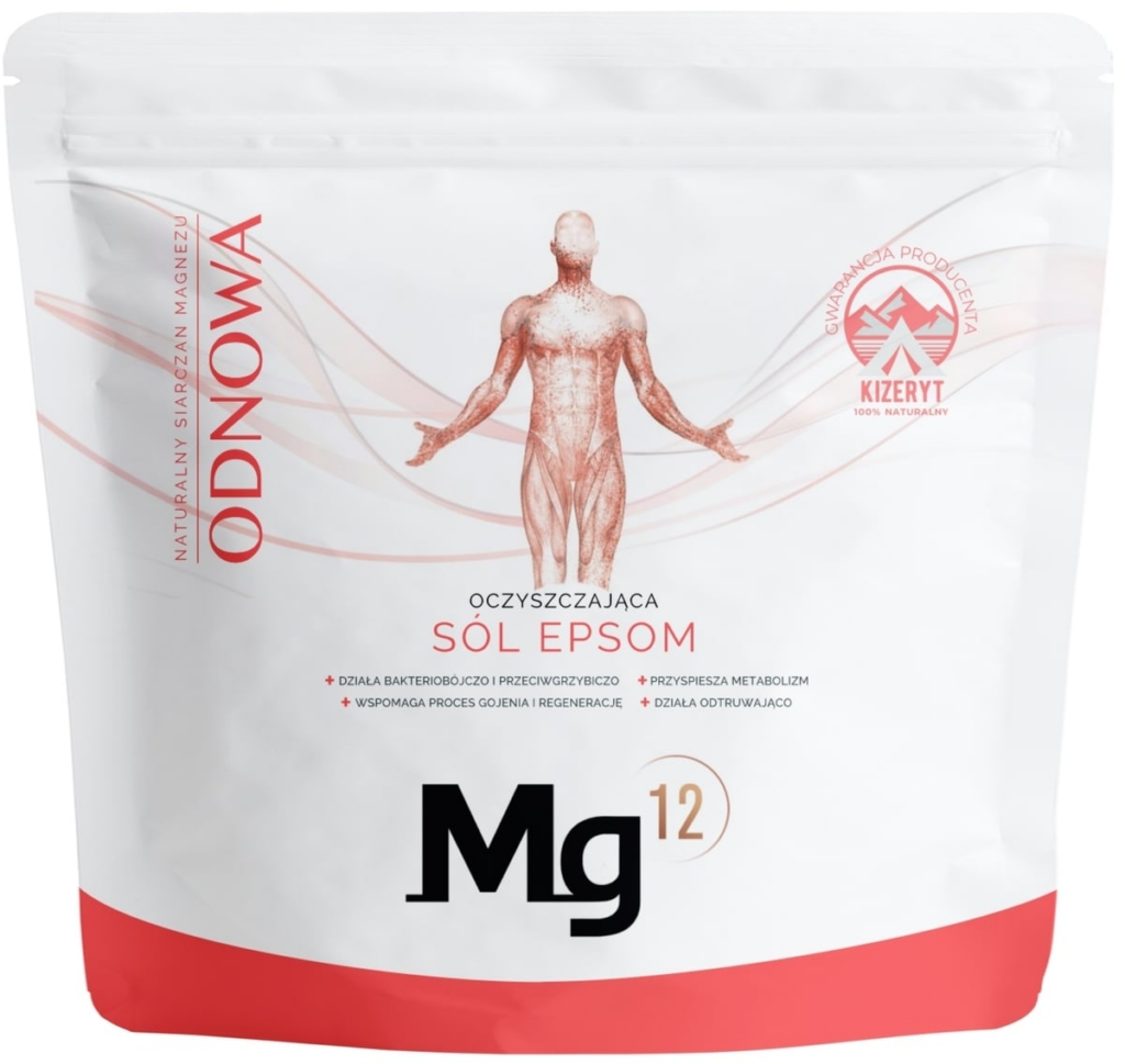 Mg12 ODNOWA Oczyszczająca kąpiel magnezowa z siarczanem magnezu Sól Epsom 1 kg