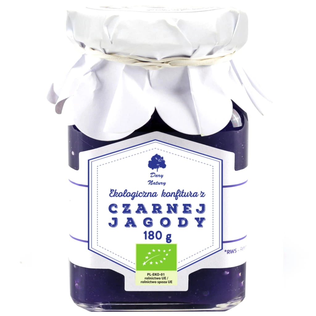 Konfitura z czarnej jagody EKO 180 g Dary Natury
