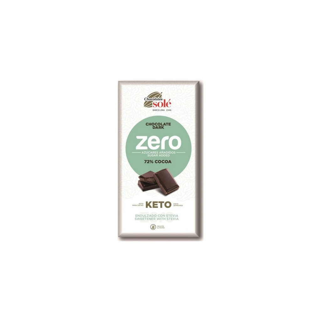 Czekolada Gorzka 72% Zero Keto bez Dodatku Cukru bez Glutenu 100 g Sole