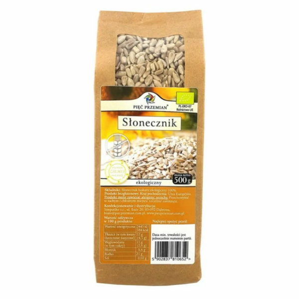 Słonecznik Łuskany Bezglutenowy Bio 500 g Pięć Przemian