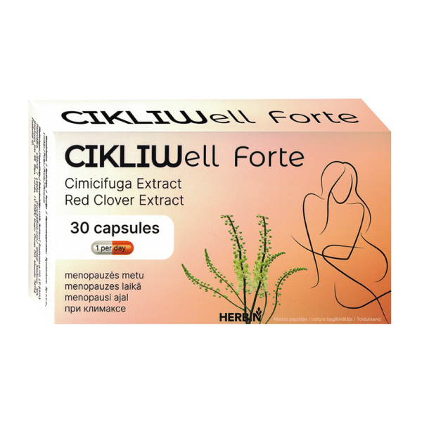CikliWell Forte Czerwona Koniczyna Pluskwica Groniasta Menopauza Limfa 30 kapsułek Herbin