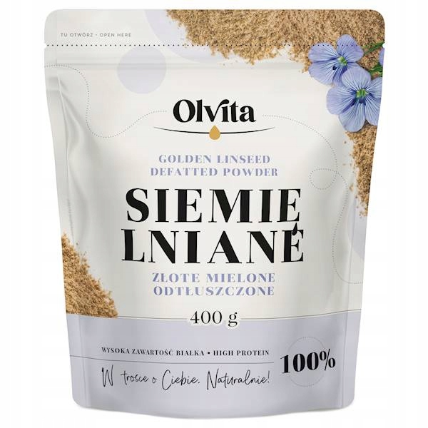 Olvita Siemię lniane złote mielone odtłuszczone 400 g