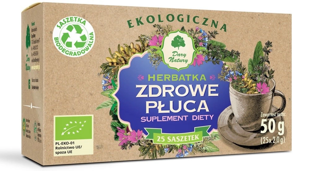 Herbatka zdrowe płuca 25 sztuk 50 g Dary Natury (EKO)