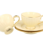 Filiżanki do espresso 120 ml 2 szt. Nina Ecru porcelana zestaw elegancki - zdjęcie 4