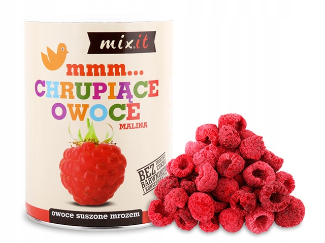 MALINA CHRUPIĄCE OWOCE MIXIT liofilizowane maliny całe owoce 70g  Mixit