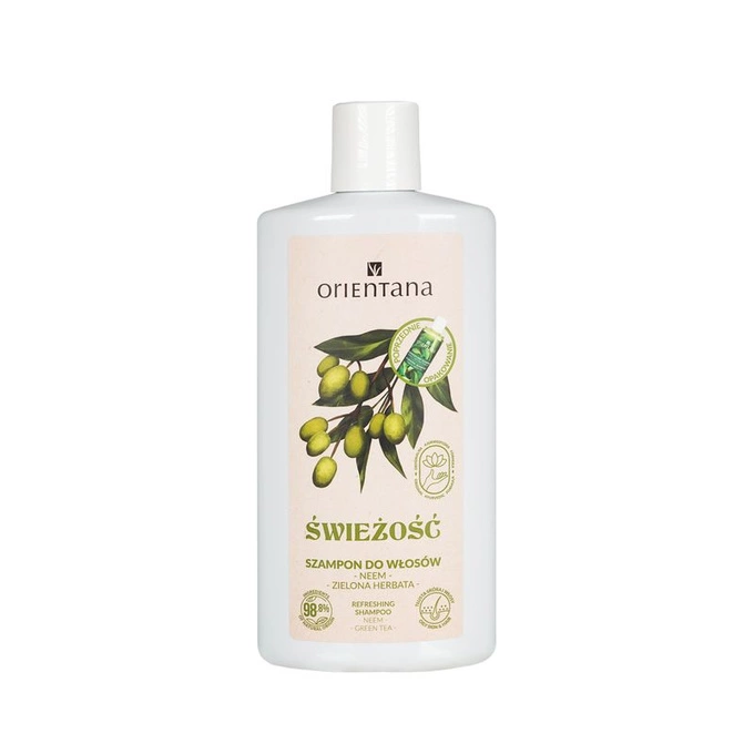 Ajurwedyjski szampon do włosów Świeżość, neem i zielona herbata, 210 ml Orientana