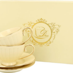 Filiżanki do espresso 120 ml 2 szt. Nina Ecru porcelana zestaw elegancki - zdjęcie 3