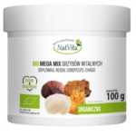 Mega MIX Grzyby Witalne BIO Reishi Cordyceps Chaga Hericium, 100 g - NatVita