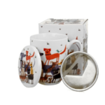 Zestaw kubek zaparzacz do herbaty psy na spacerze 400ml DUO