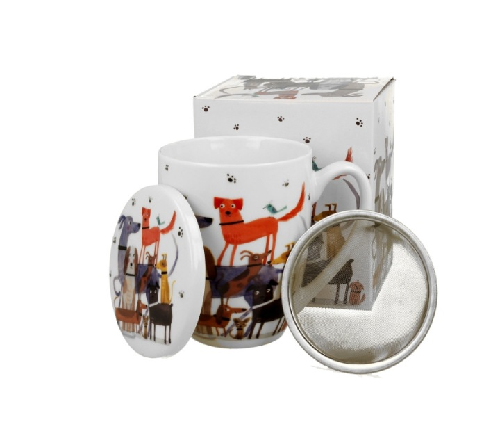 Zestaw kubek zaparzacz do herbaty psy na spacerze 400ml DUO