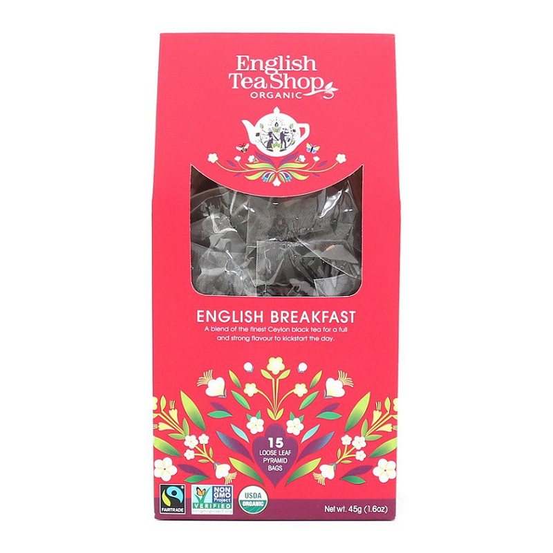 Ekologiczna herbata, English Breakfast, piramidki, 15 x 3 g, English Tea Shop