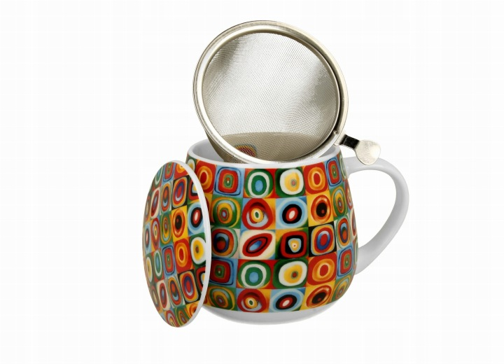 Kubek baryłka z zaparzaczem SQUARES WITH CIRCLES inspired by W. Kandinsky 400ml DUO