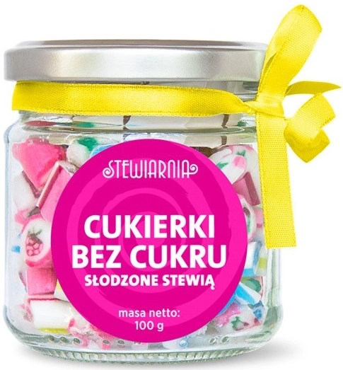 Cukierki owocowe słodzone stewią BEZ DODATKU CUKRU słoik 100 g Stewiarnia