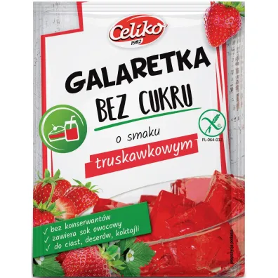 Celiko galaretka o smaku truskawkowym bez dodatku cukru bezglutenowa 14 g