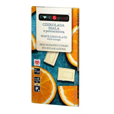 Pure&Good Czekolada biała z pomarańczą bez dodatku cukru, bezglutenowa 75 g