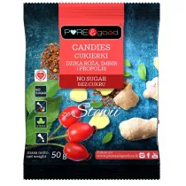 Pure&Good Cukierki z dziką różą, imbirem i propolisem ze stewią bez cukru 50 g