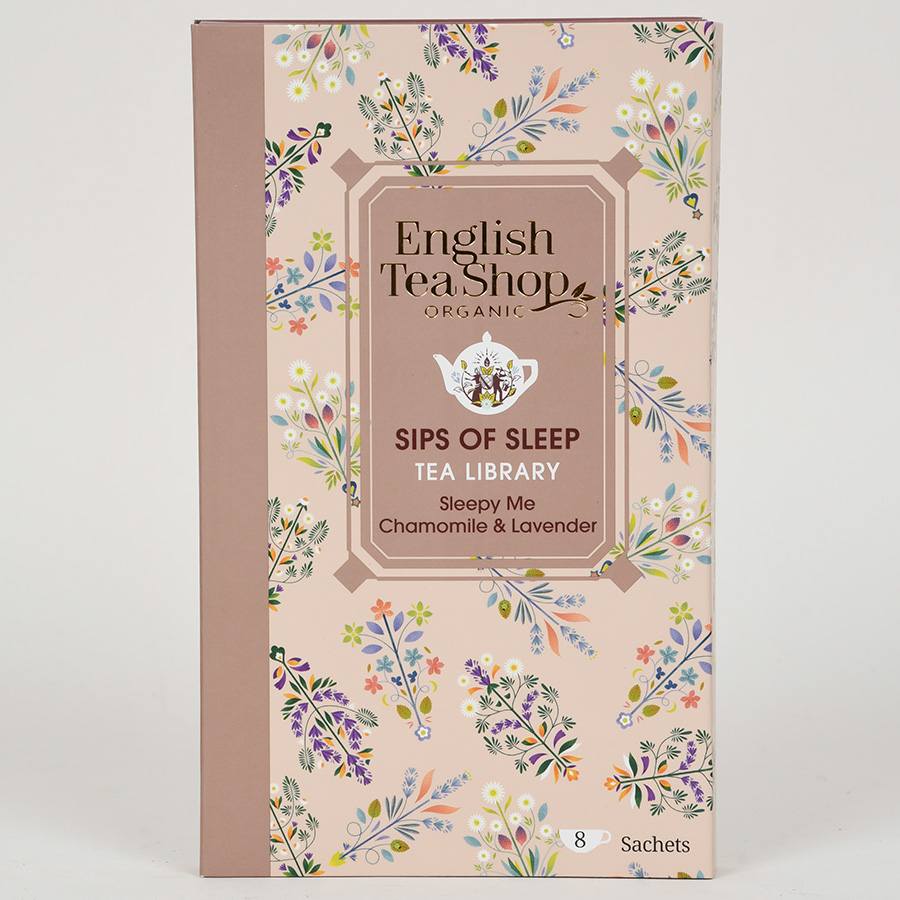 Sips of Sleep Tea Library – zestaw herbatek ziołowych BIO, 8 saszetek English Tea Shop