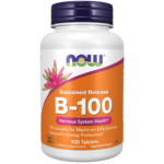 Witamina B-100 Complex (B-100), przedłużone uwalnianie, 100 tabletek Now Foods