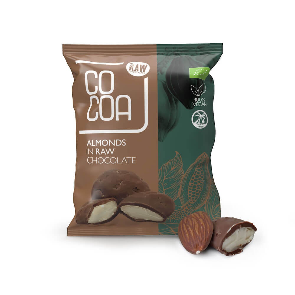 Migdały w ciemnej (surowej) czekoladzie BIO, 70 g Cocoa