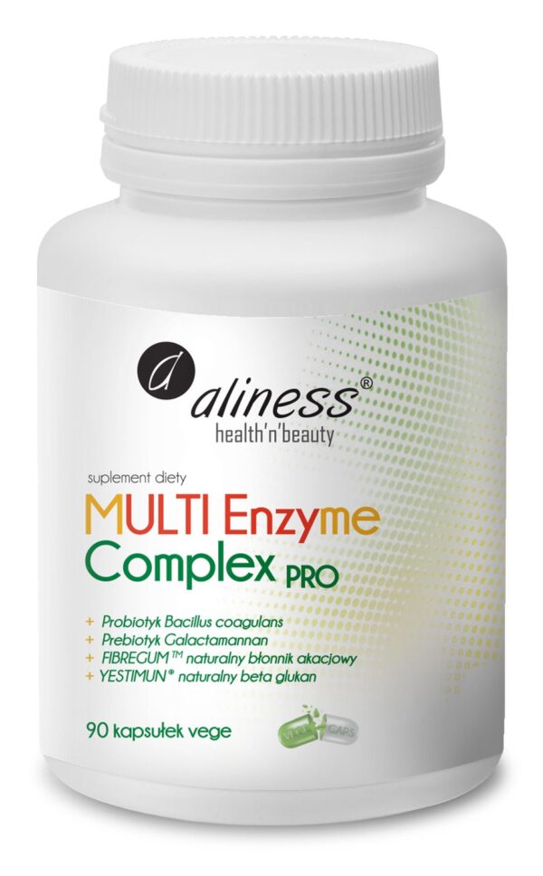 Multienzyme Complex Pro (Kompleks enzymów trawiennych), 90 kapsułek Aliness – opakowanie