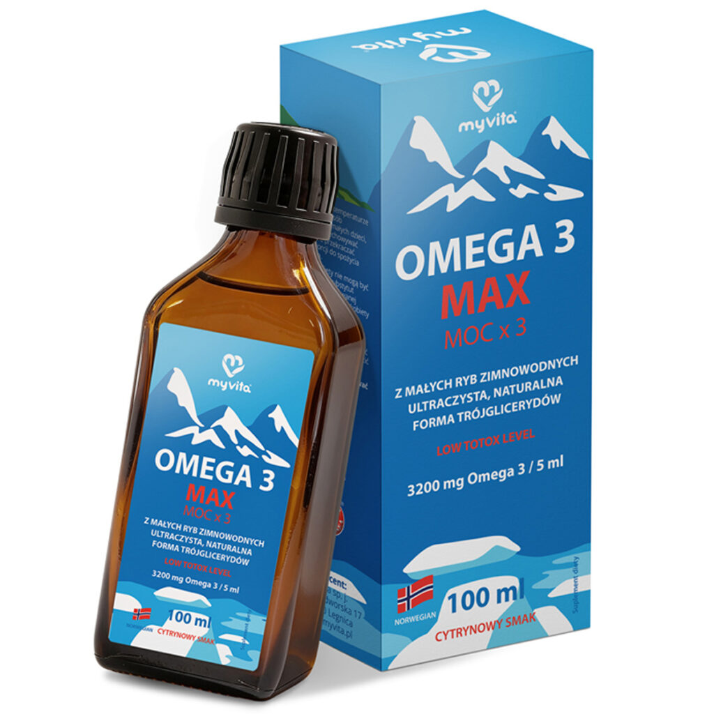 MyVita Omega-3 Max w płynie, smak cytrynowy, 100 ml