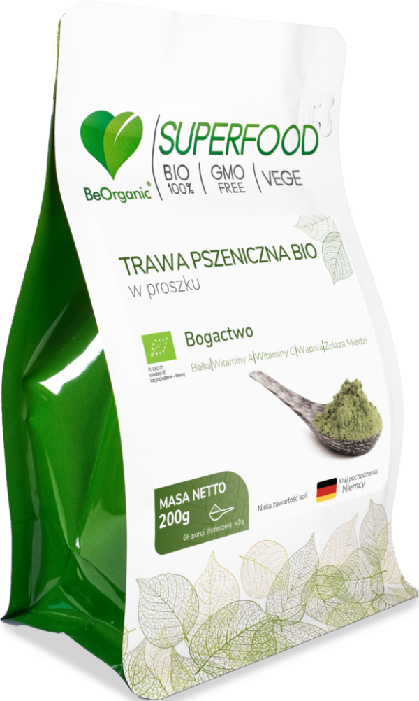 BeOrganic Trawa pszeniczna BIO w proszku 200 g