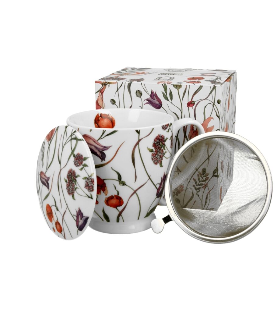 Kubek na stopce z zaparzaczem Flower Meadow, 510 ml Duo